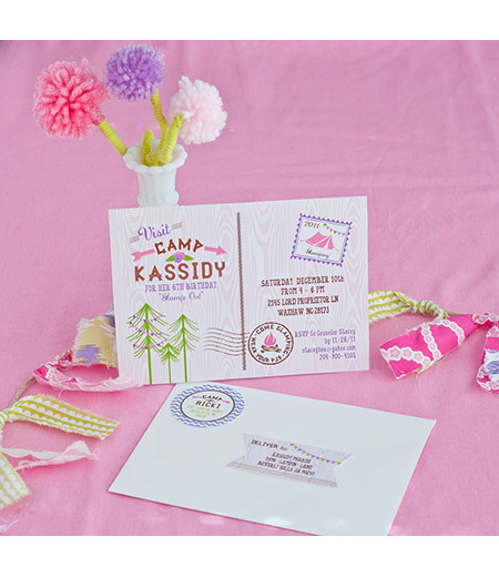 Glam Camping Glamping Girl Birthday Party Printable Invitation